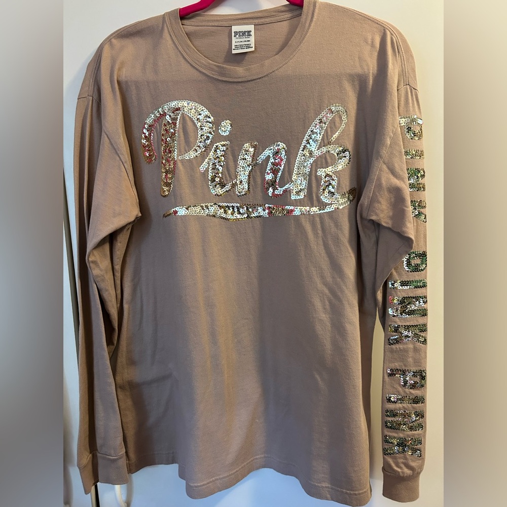 VS PINK Vintage Y2K sequin bling long sleeve tee